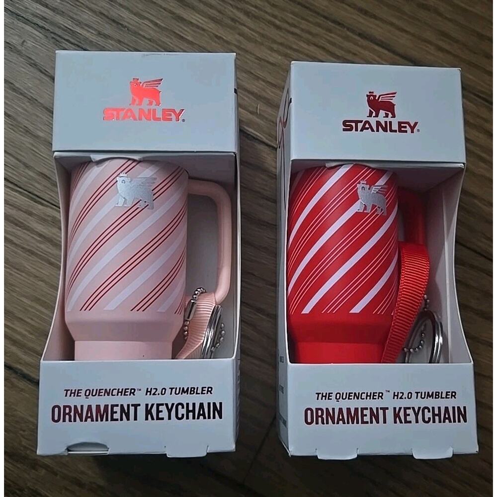 Stanley Quencher H2.0 Ornament Keychain LOT (2) – Holiday Candy Cane – New